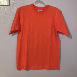 Basic Editions vintage orange casual short sleeve pocket shirt
